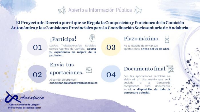 Proyecto de Decreto por el que se Regula la Composición y Funciones de la Comisión Autonómica y las Comisiones Provinciales para la Coordinación Sociosanitaria de Andalucía.