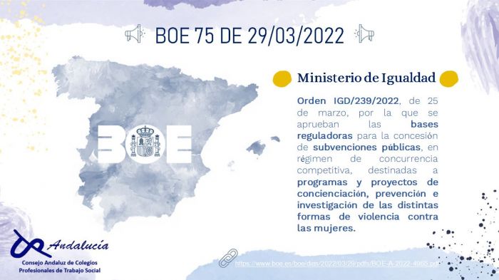 BOE 75 DE 29/03/2022. MINISTERIO DE IGUALDAD.