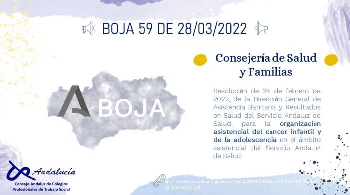 BOJA 59 DE 28/03/2022. CONSEJERÍA DE SALUD Y FAMILIAS.