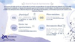  Proyecto de Orden por la que se desarrolla el currículo correspondiente a la etapa de Educación Infantil en la Comunidad Autónoma de Andalucía