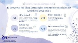 Proyecto del Plan Estratégico de Servicios Sociales de Andalucía 2022-2026