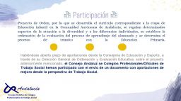 Participación en el Proyecto sobre el Currículum en la Etapa de Educación Infantil en Andalucía