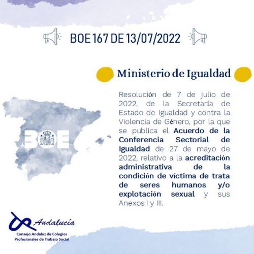 BOE 167 DE 13/07/2022. MINISTERIO DE IGUALDAD