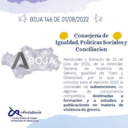 BOJA 146 DE 01/08/2022. CONSEJERÍA DE IGUALDAD, POLÍTICAS SOCIALES Y CONCILIACIÓN