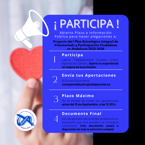 Proyecto del I Plan Estratégico Integral de Voluntariado y Participación Ciudadana en Andalucía 2023-2026